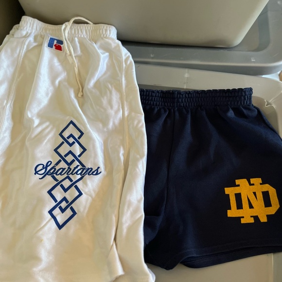 womens 2 shorts vintage bundle notre dame russell / spartans made in usa md b2 - Picture 1 of 3